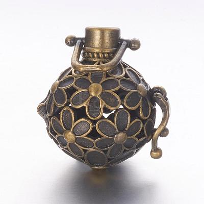 Retro Brass Cage Pendants KK-K173-09AB-1