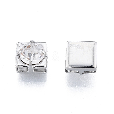 Brass Micro Pave Clear Cubic Zirconia Beads KK-G432-11B-P-1
