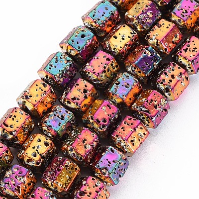 Electroplated Natural Lava Rock Beads Strands G-T114-71A-1