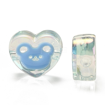 UV Plating Rainbow Iridescent Acrylic Enamel Beads X-OACR-G012-12-1