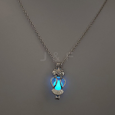 Alloy with Luminous Resin Bead Inside Pendant Necklaces for Women Men FS-WG4D5C2-02-1