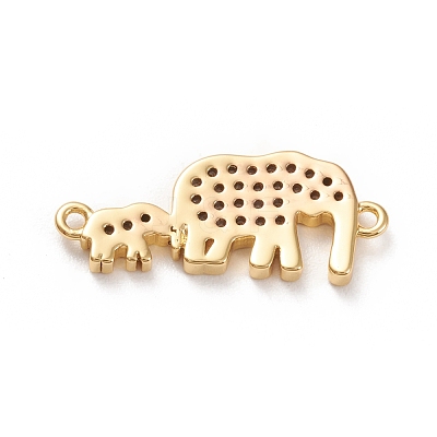 Brass Micro Pave Clear Cubic Zirconia Links Connectors KK-D532-06G-1