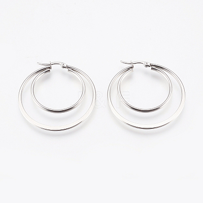 Tarnish Resistant 201 Stainless Steel Hoop Earrings LS-EJEW-I213-B-02P-1