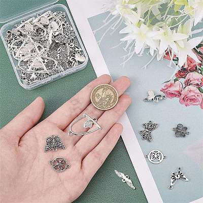 72Pcs 9 Styles Tibetan Style Zinc Alloy Connector Charms TIBE-SC0001-79-1