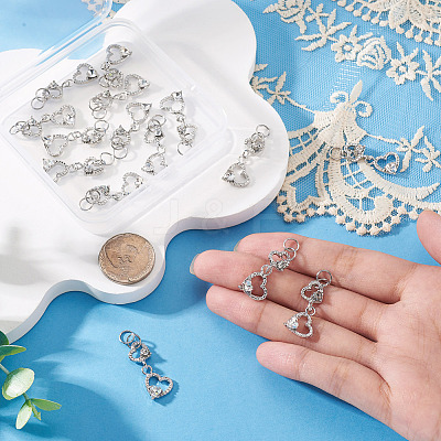 15Pcs Alloy Glass Heart Pendants PALLOY-TAC0254-02-1