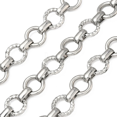 304 Stainless Steel Textured Ring Link Chains CHS-K023-11A-P-1