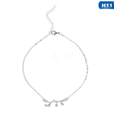 Twelve Constellation Alloy Crystal Rhinestone Link Chain Anklets for Women FS-WG97E4C-21-1