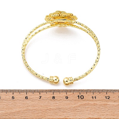 Brass Micro Pave Clear Cubic Zirconia Cuff Bangles for Women BJEW-U025-08G-1