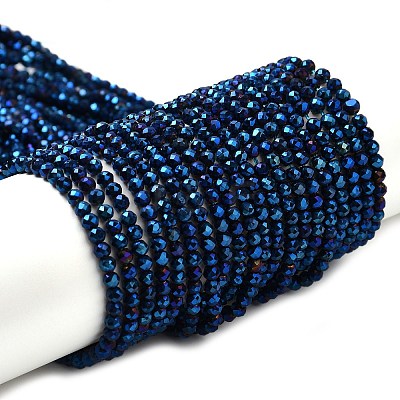 Electroplate Glass Beads Strands GLAA-H021-01B-FP03-1