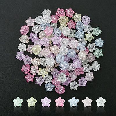Transparent Crackle Acrylic Beads CACR-YW0001-08-1