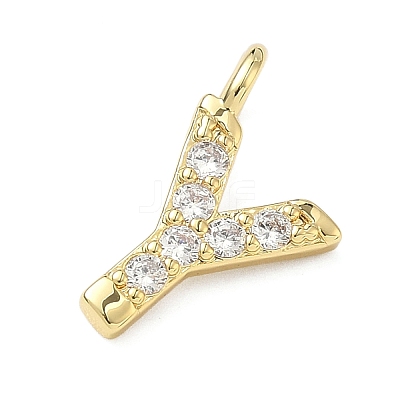 Brass Micro Pave Clear Cubic Zirconia Pendants KK-I476-01G-Y-1
