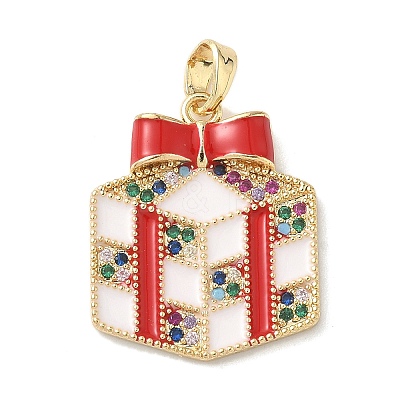 Christmas Brass Micro Pave Cubic Zirconia Pendants KK-K305-07E-02-1