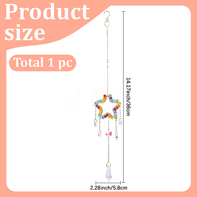 1Pc Colorful Glass Beaded Woven Net Suncatchers AJEW-CY0001-95D-1