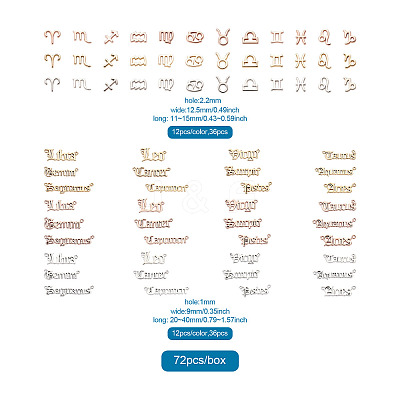72pcs 6 Sets 6 Style Alloy Pendants FIND-CD0001-10-1