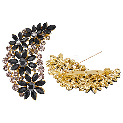 2Pcs Flower Alloy Rhinestone Brooch JEWB-FG0001-70A-1