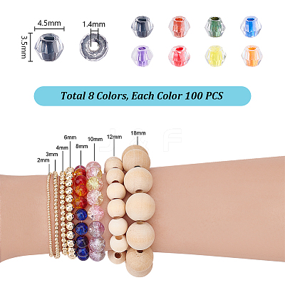 8 Bags 8 Colors Rhombus Transparent Glass Beads GLAA-PH0004-16-1