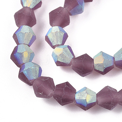 Imitate Austrian Crystal Bicone Frosted Glass Beads Strands GLAA-F029-TM4mm-A04-1