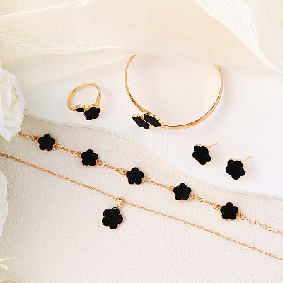 Flower Alloy Acrylic Cuff Bangles & Link Bracelets & Stud Earrings & Pendant Necklaces & Rings WG72368-01-1