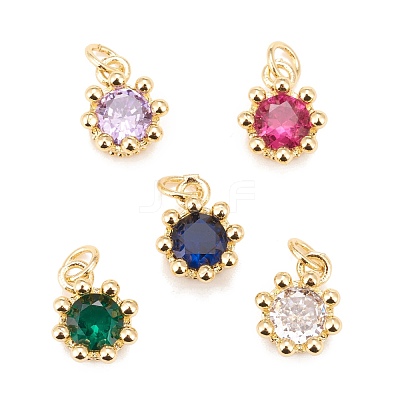 Brass Inlaid Clear Cubic Zirconia Charms KK-A161-34G-1