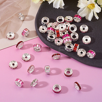 40Pcs 8 Styles Alloy Glass & Iron Rhinestone Spacer Beads FIND-TA0008-70A-1