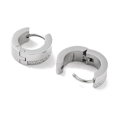 304 Stainless Steel Micro Pave Clear Cubic Zirconia Huggie Hoop Earrings for Women EJEW-C096-02P-1