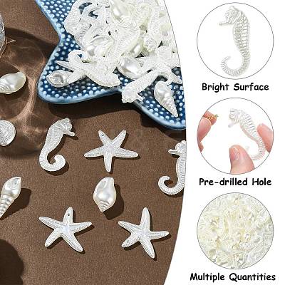 250G Marine Theme ABS Plastic Imitation Pearl Beads OACR-CJ0002-35-1