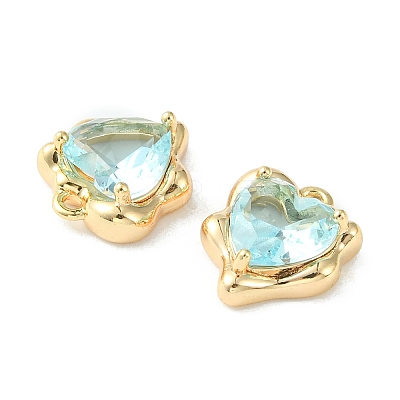 Brass Micro Pave Cubic Zirconia Charms KK-L208-06G-01-1