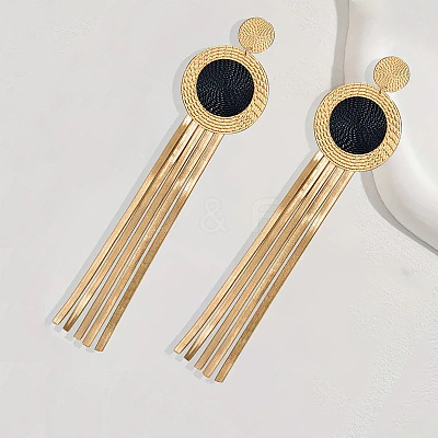 Iron Flat Round Tassel Stud Earrings FS-WG4A301-01-1