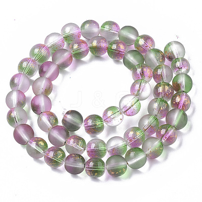 Frosted Spray Painted Glass Beads Strands LS-GLAA-N035-03C-C01-1
