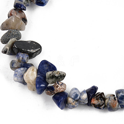 Unisex Chip Natural Sodalite Beaded Stretch Bracelets BJEW-S143-21-1