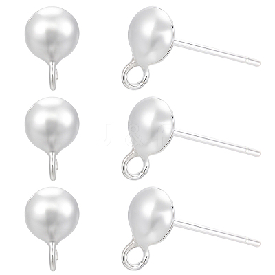 5 Pairs 925 Sterling Silver Stud Earring Findings STER-BBC0008-94S-1