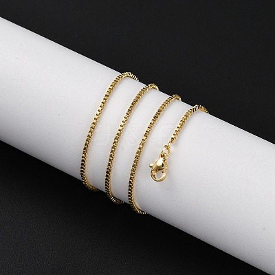 1.5mm Rack Plating Brass Box Chain Necklaces for Women Men MAK-L044-30G-1