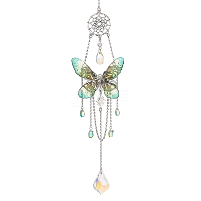 Stainless Steel Resin Butterfly Suncatcher HJEW-TA00452-02-1