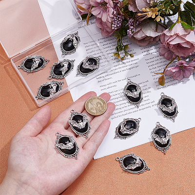12Pcs Halloween Alloy Oval Pendants FIND-UN0007-81-1