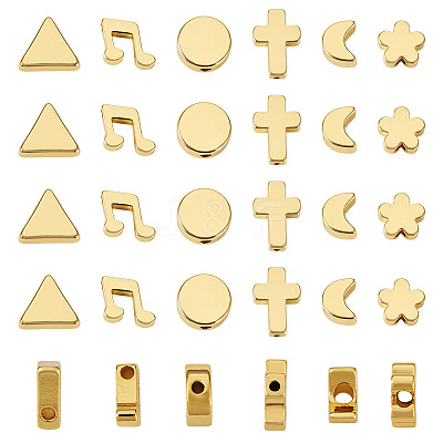 36Pcs 6 Styles Brass Beads KK-TA0002-07-1