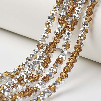 Electroplate Transparent Glass Beads Strands EGLA-A034-T3mm-M07-1
