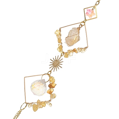 Iron Rhombus & Natural Citrine Suncatchers HJEW-F025-04G-02-1