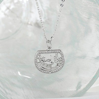 Ocean Summer Brass Pave Clear Cubic Zirconia Pendant Necklaces FS-WG82AA1-04-1