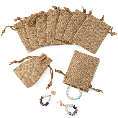 20Pcs Rectangle Polyester Imitation Burlap Packing Pouches Drawstring Bags ABAG-TA0001-95A-1