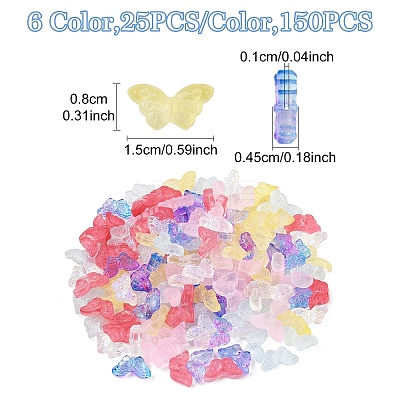 150Pcs 6 Colors Transparent Glass Beads Sets GLAA-YW0004-98-1