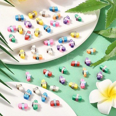 80Pcs 8 Colors Handmade Polymer Clay Beads CLAY-YW0001-98-1