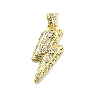 Rack Plating Brass Micro Pave Cubic Zirconia Pendants KK-D359-29G-1