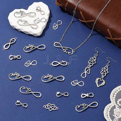 80Pcs 8 Styles Tibetan Style Alloy Connector Charms FIND-CJ0006-04-1