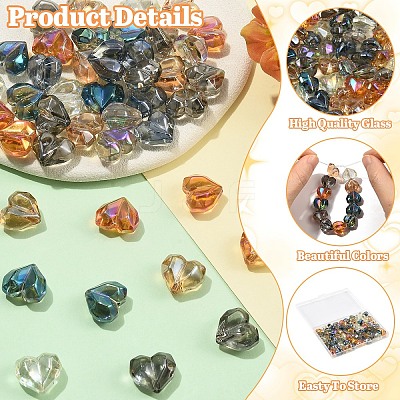 70Pcs 7 Colors Electroplate Transparent Glass Beads EGLA-YW0005-71-1