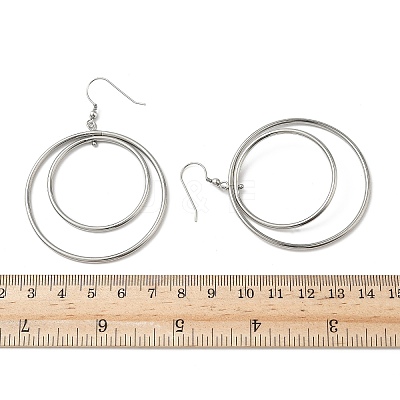 Electroplated 304 Stainless Steel Flat Round Dangle Earrings EJEW-Z129-09P-1