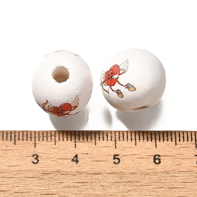 Valentine's Day Element Printed Wood Beads WOOD-R002-01-04-1