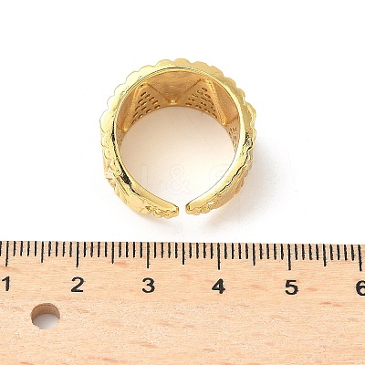 Brass Micro Pave Cubic Zirconia Adjustable Open Cuff Rings RJEW-V009-02G-1