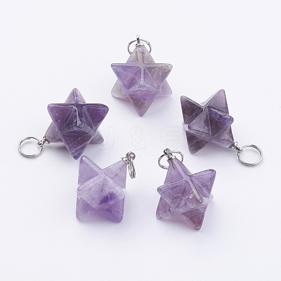 Natural Amethyst Pendants X-G-E398-01B-1