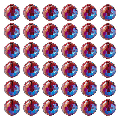 80Pcs Half Rainbow Plated Glass Beads EGLA-TA0013-04B-1