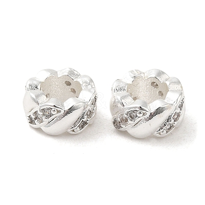 Rack Plating Brass Micro Pave Cubic Zirconia European Beads X-KK-F866-10S-1